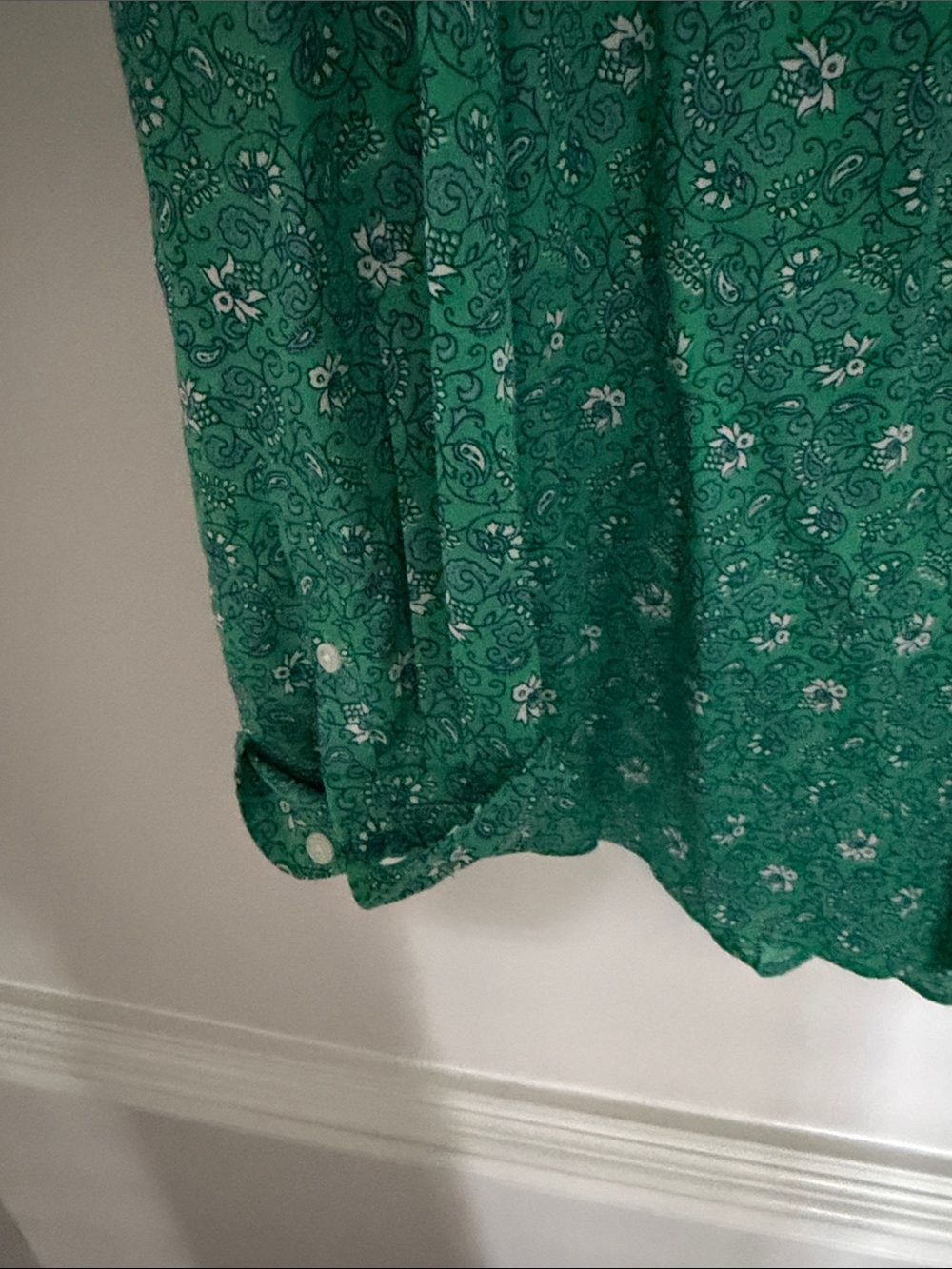 J. Crew women’s Blouse Green Floral Print Button-Down Shirt - Picture 3 of 5